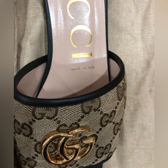 ‼️SOLD‼️GUCCI GG JOLIE MARMONT MATELASSE CANVAS LEATHER SUPREME SLIDE SANDAL - Picture 8 of 14